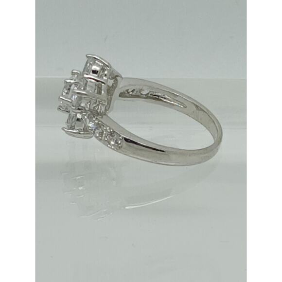 4.06CT Vintage White Gold Plated Floral Cluster Cocktail  4.06CT Vintage White Gold Plated Floral Cluster Cocktail Engagement Ring Size 6 main image 0